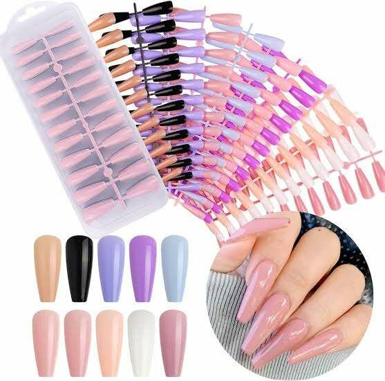 Multi colour mate and shiny artificials nails