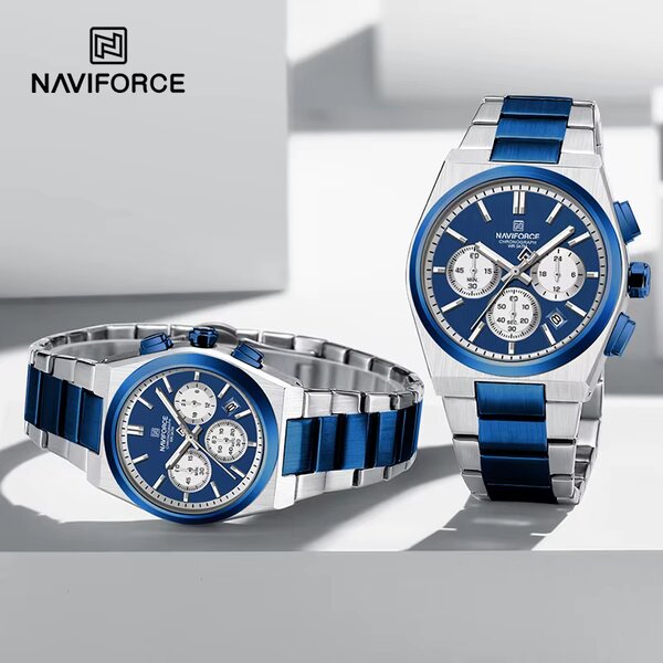 Original Naviforce 8048 couples stainless watch