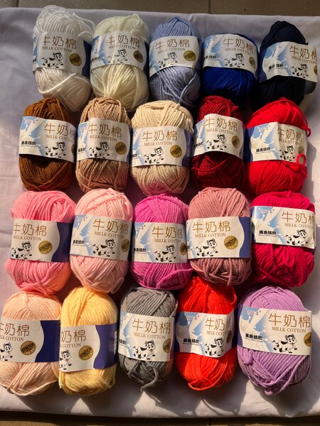 Lot de 20 fils à tricoter en coton couleur pastel