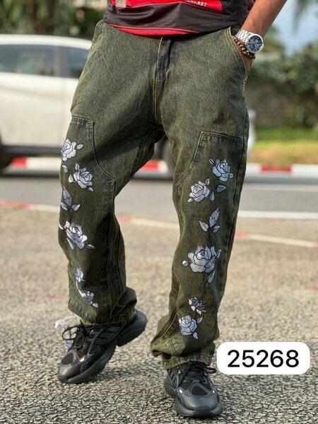 Pantalon cargo imprimé floral
