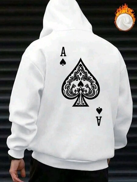 Sweat à capuche blanc avec motif As de Pique