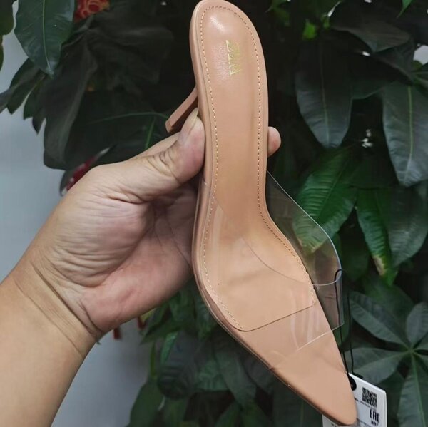 Sandales femme nude talon transparent