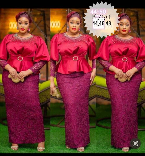 Beautiful long dress with a pink peplum