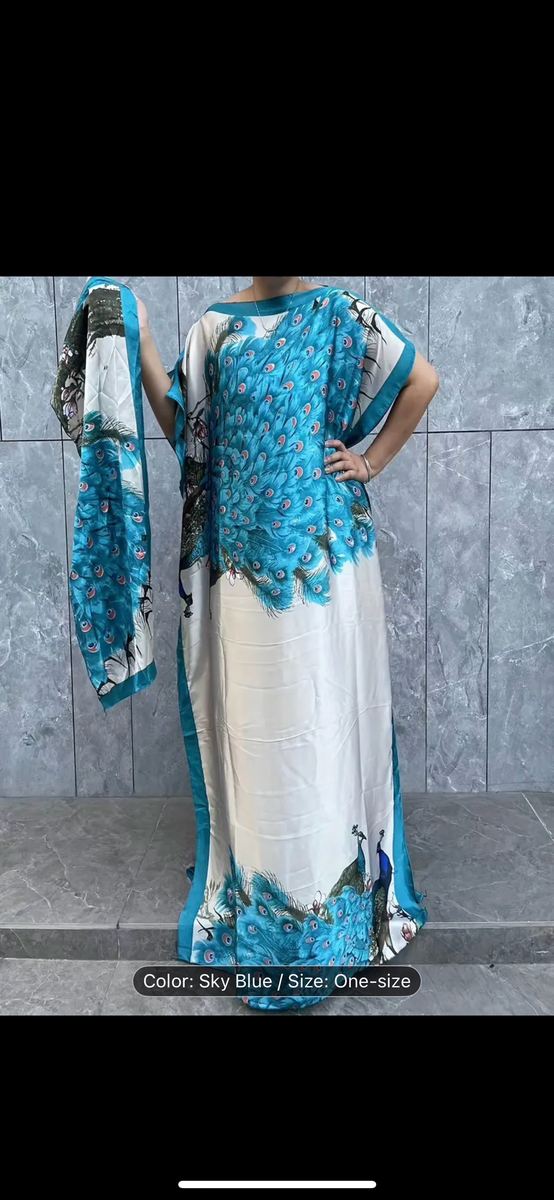 Women's Beach Kaftan with Peacock Design