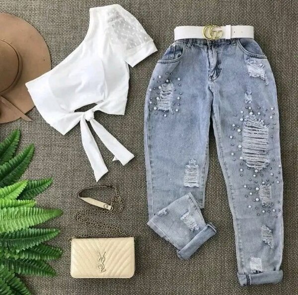 Jean perlé tendance femme