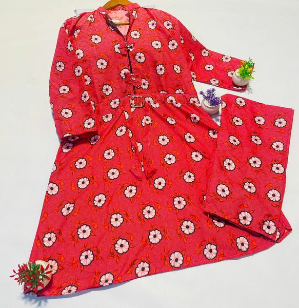 2 Piece Prined Cotton Frock
