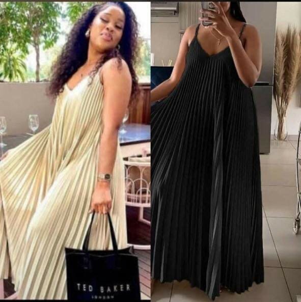 Robe longue plissée élégante