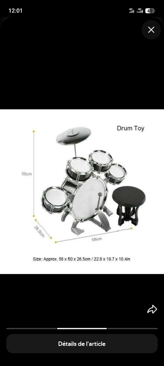 Batterie Enfant avec Tabouret