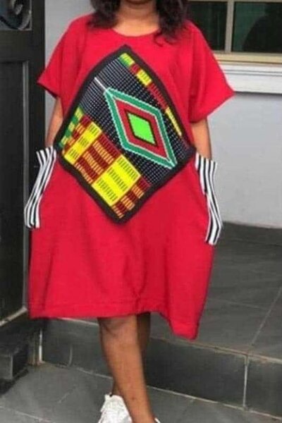 Tunique Rouge Imprimé Africain