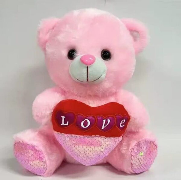Ours en peluche rose avec cœur 'Love'