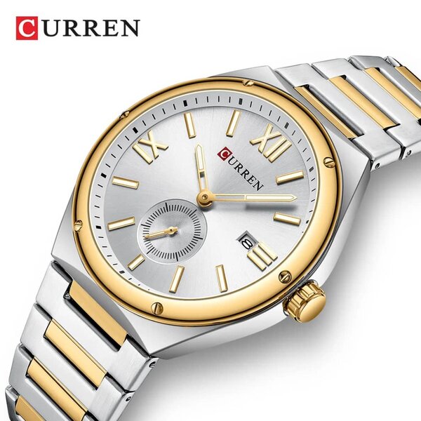 Montre CURREN Homme Luxe Argent et Or
