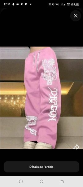 Pantalon rose avec motif dragon