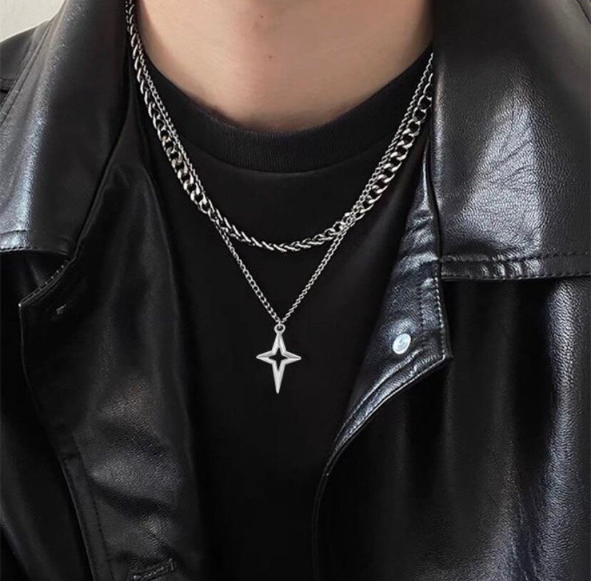 Collier étoile en argent pour homme