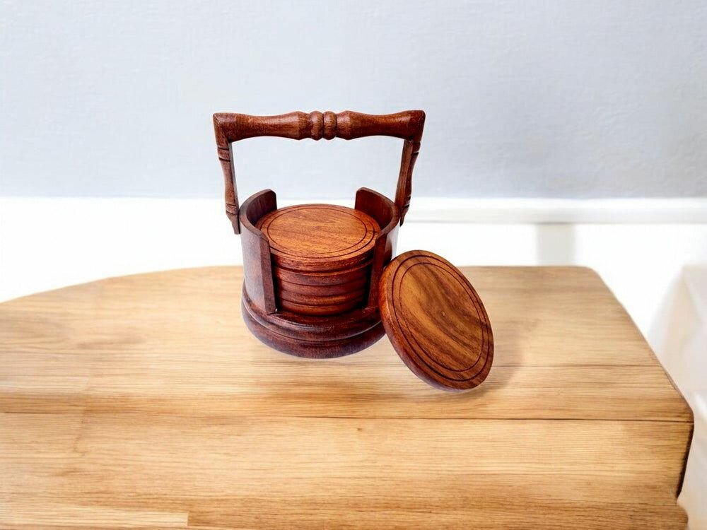 Bucket Tea Mat, Wooden Coaster