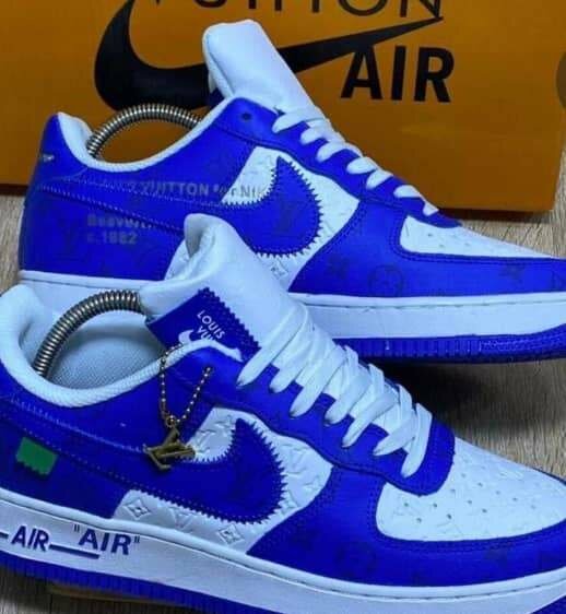 Chaussures Nike Air Force 1 Louis Vuitton bleu
