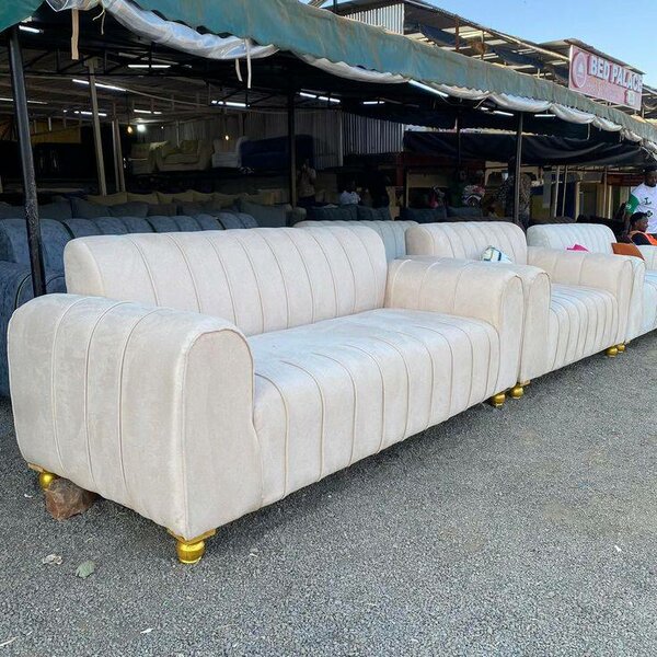 Canapé 3 places en tissu blanc