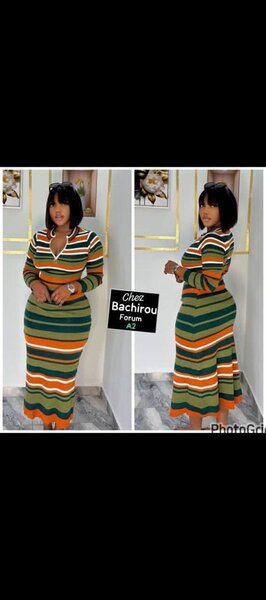 Robe Rayée en Tricot Élégante