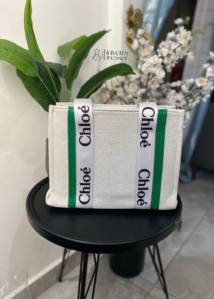 Chloe green and white bag