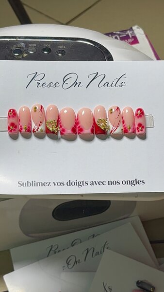 Ongles Press-Ons Design Fleur