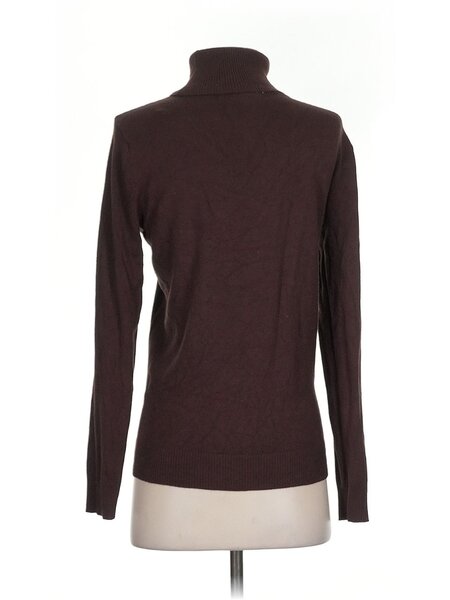 Pull Col Roulé Marron Femme