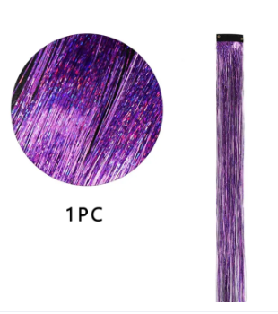 Clip In Hair Tinsel, Fairy Hair Tinsel Kit 48 CM Glitter Colorful Clip On Tinsel Hair Extensions for Girls Hair Accessories Part
