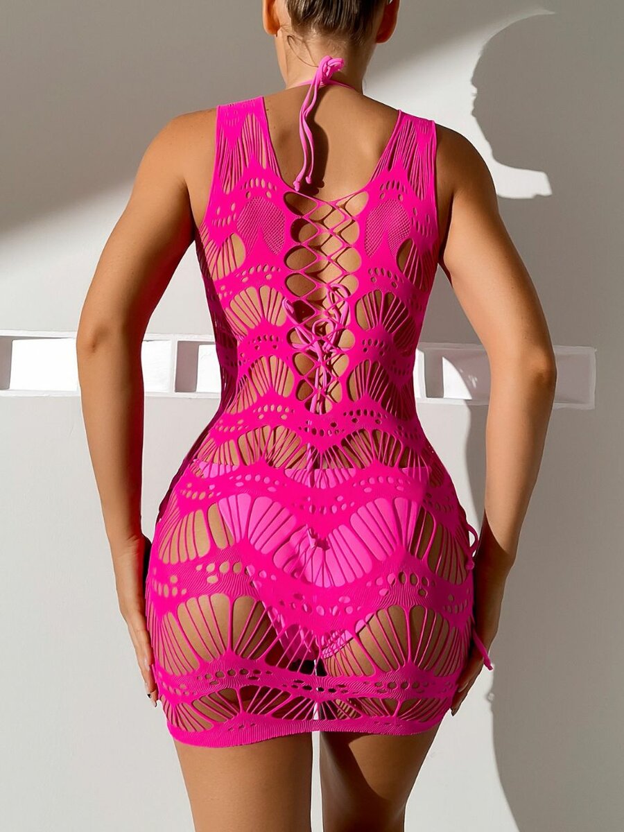 Robe Sexy en Résille Rose