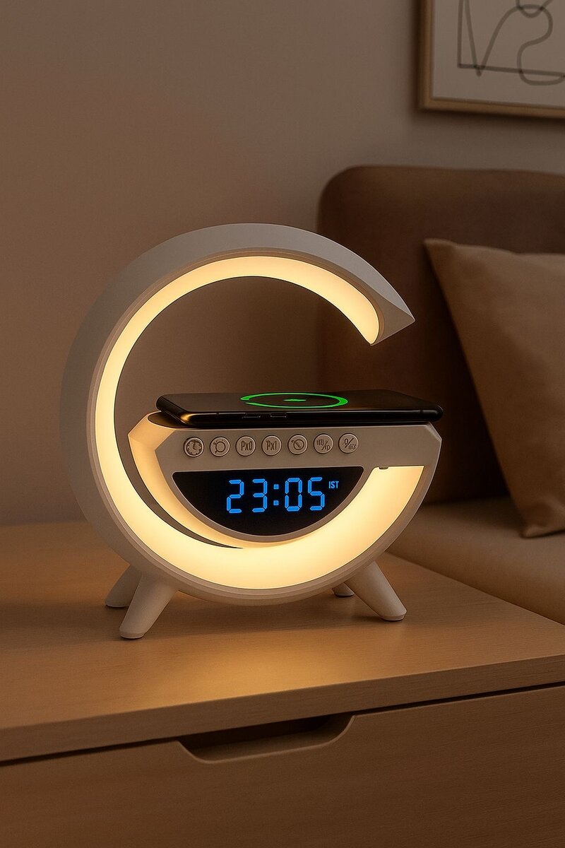 LED Alarm Clock with Wireless Charger