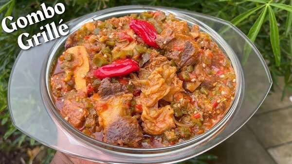 Gombo grillé riz blanc