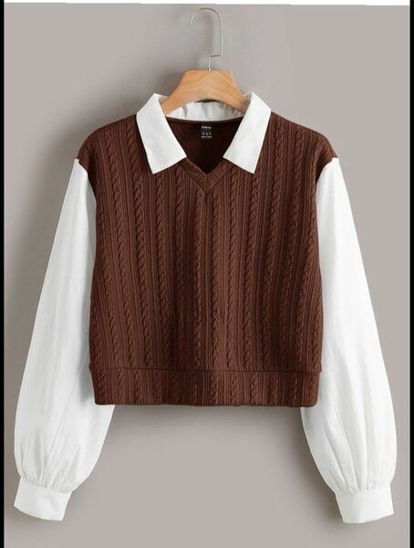 Veste femme tricotée marron, beige et verte