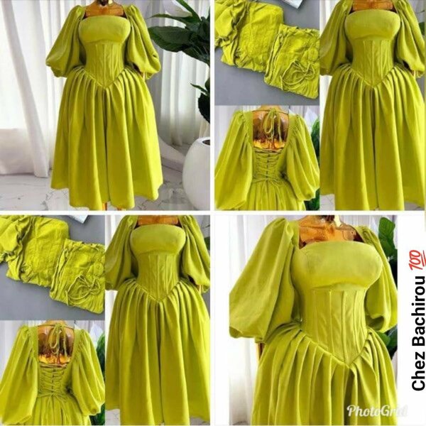 Robe élégante à manches bouffantes