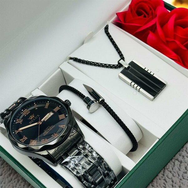 Montre homme avec bracelet et pendentif
