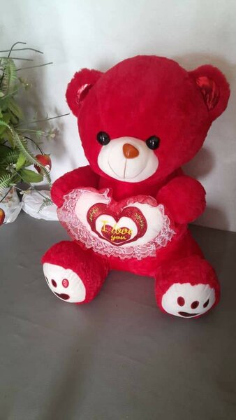 Ours en peluche rouge 45cm