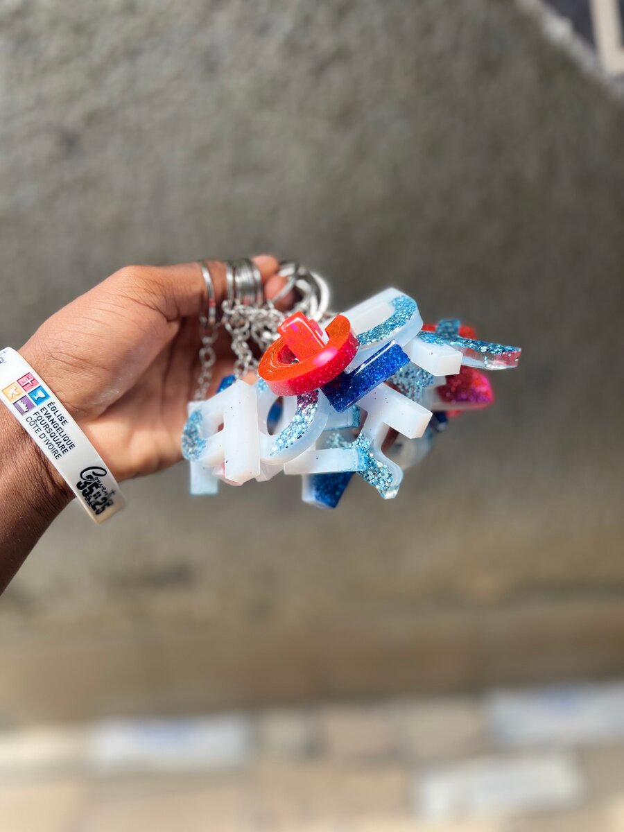 Colorful Resin Letter Keychains