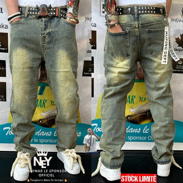 Jean délavé streetwear homme