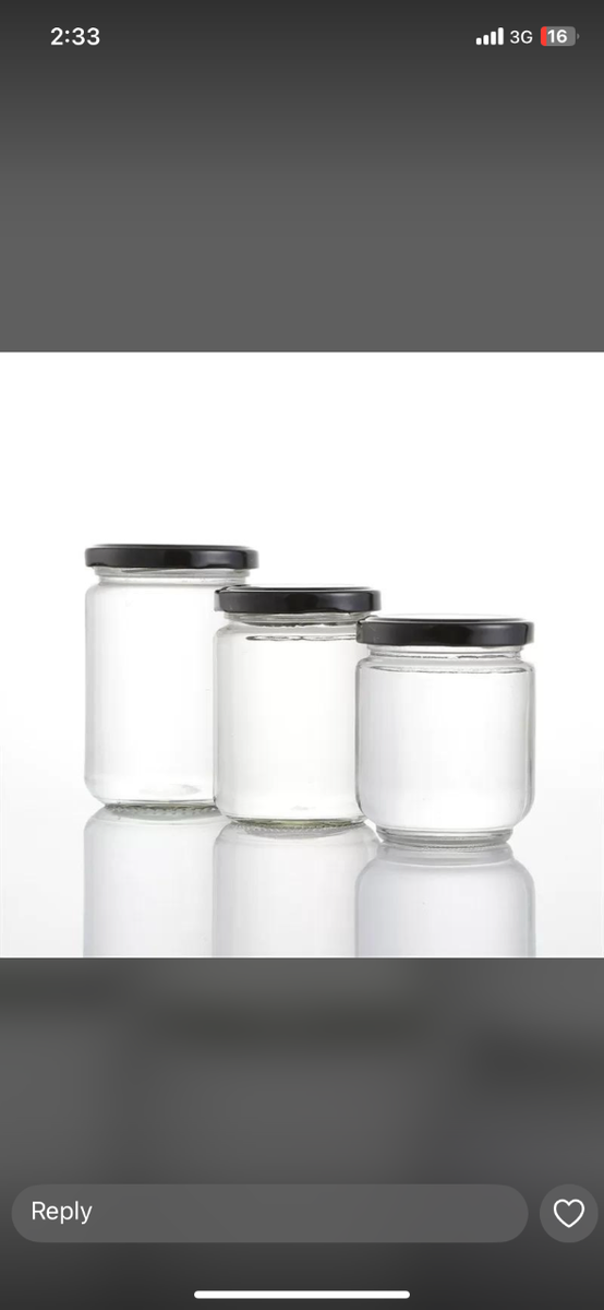 500ml glass bottles, jars, tin