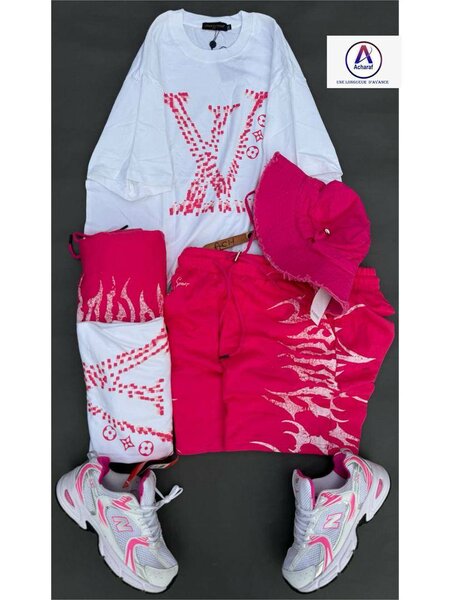 Ensemble Streetwear Rose et Blanc