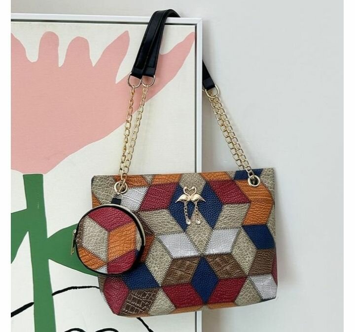 Sac à main coloré géométrique