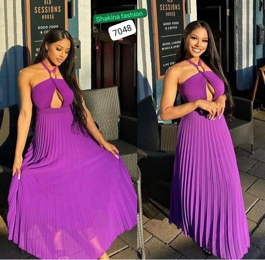 Robe longue plissée élégante