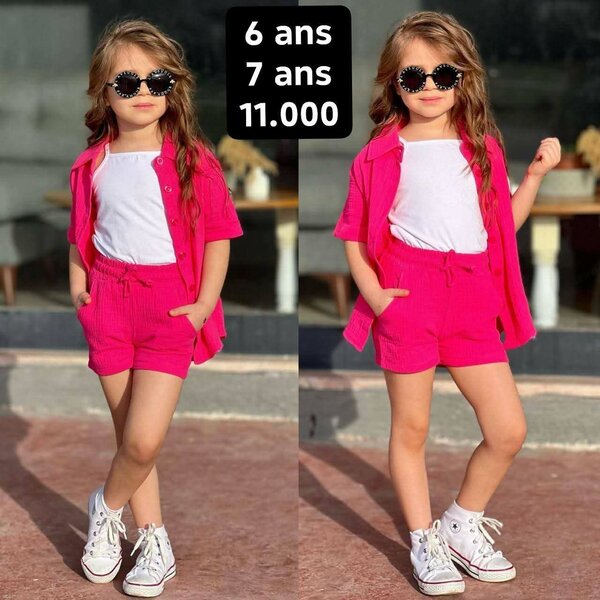 Ensemble d'été fille rose