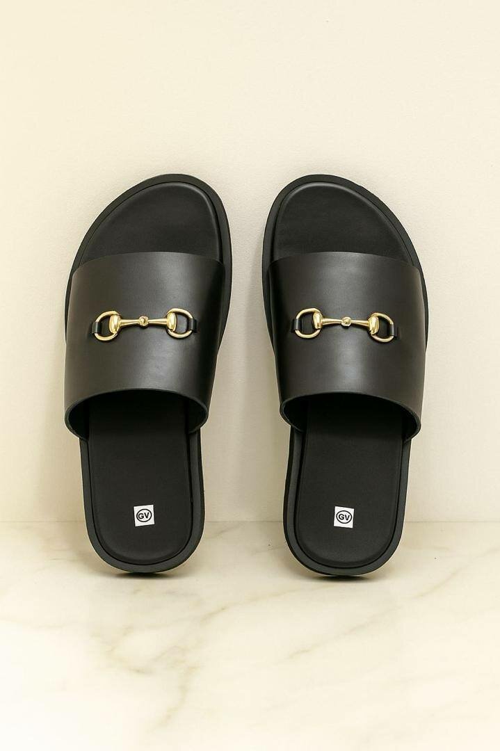 Mules noires en cuir pour femmes