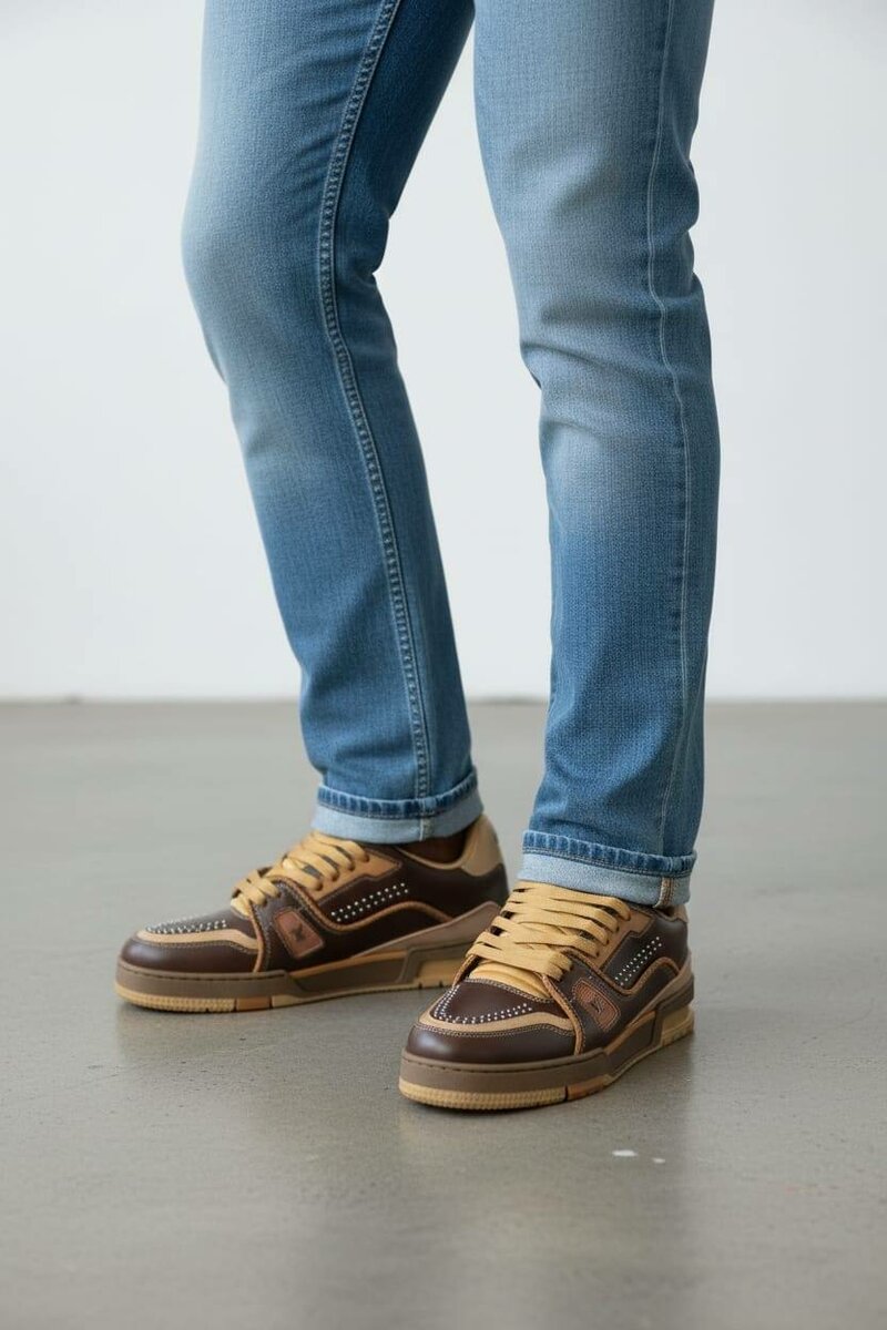 Baskets en cuir marron luxe