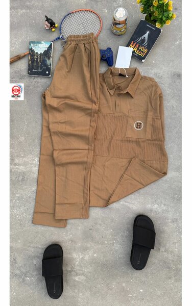 Ensemble pantalon et chemise marron