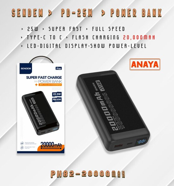 20,000mAh SENDEM POWER BANK PD-22.5W