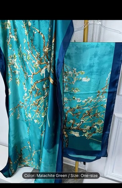 Silk Embroidered Kaftan Robe with Headband