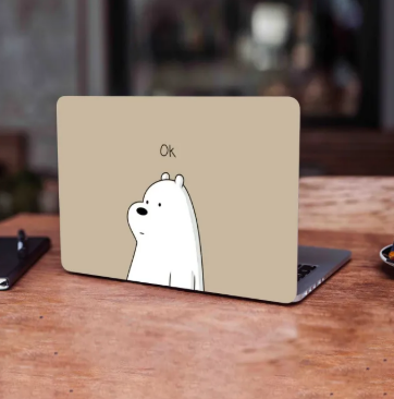 Ice Bear Ok Laptop Skin Vinyl Sticker Decal, 12 13 13.3 14 15 15.4 15.6 inch Laptop Skin Sticker Cover Art Decal Protector Fits All Laptops