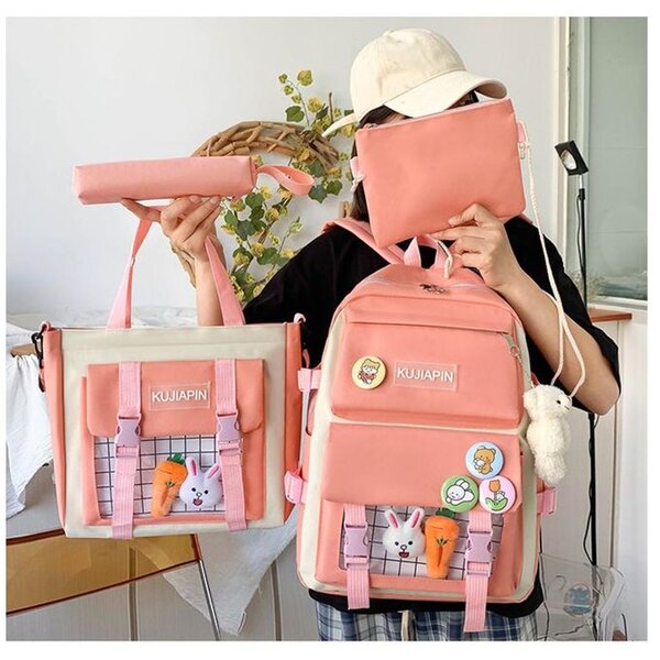 SPACIOUS STUDENT BACKPACK-PINK