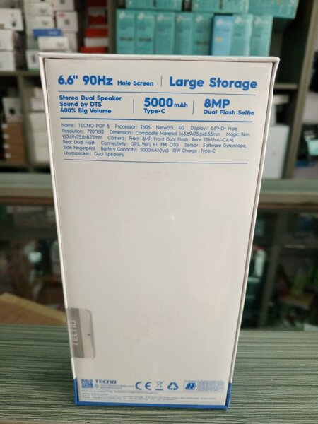 Tecno Pop 8 64gb storage 4gb ram