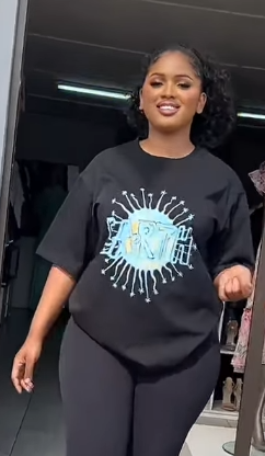 Women's Black Printed T-shirt