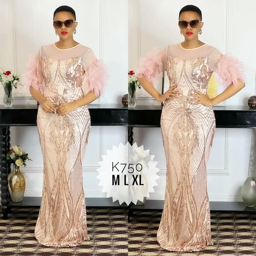 Women's long evening dress in   pink