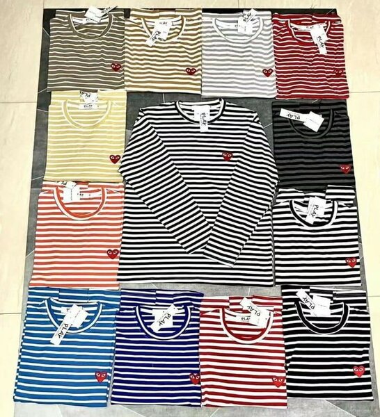 T-shirts rayés cœur unisexe